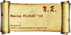 Nacsa Richárd névjegykártya